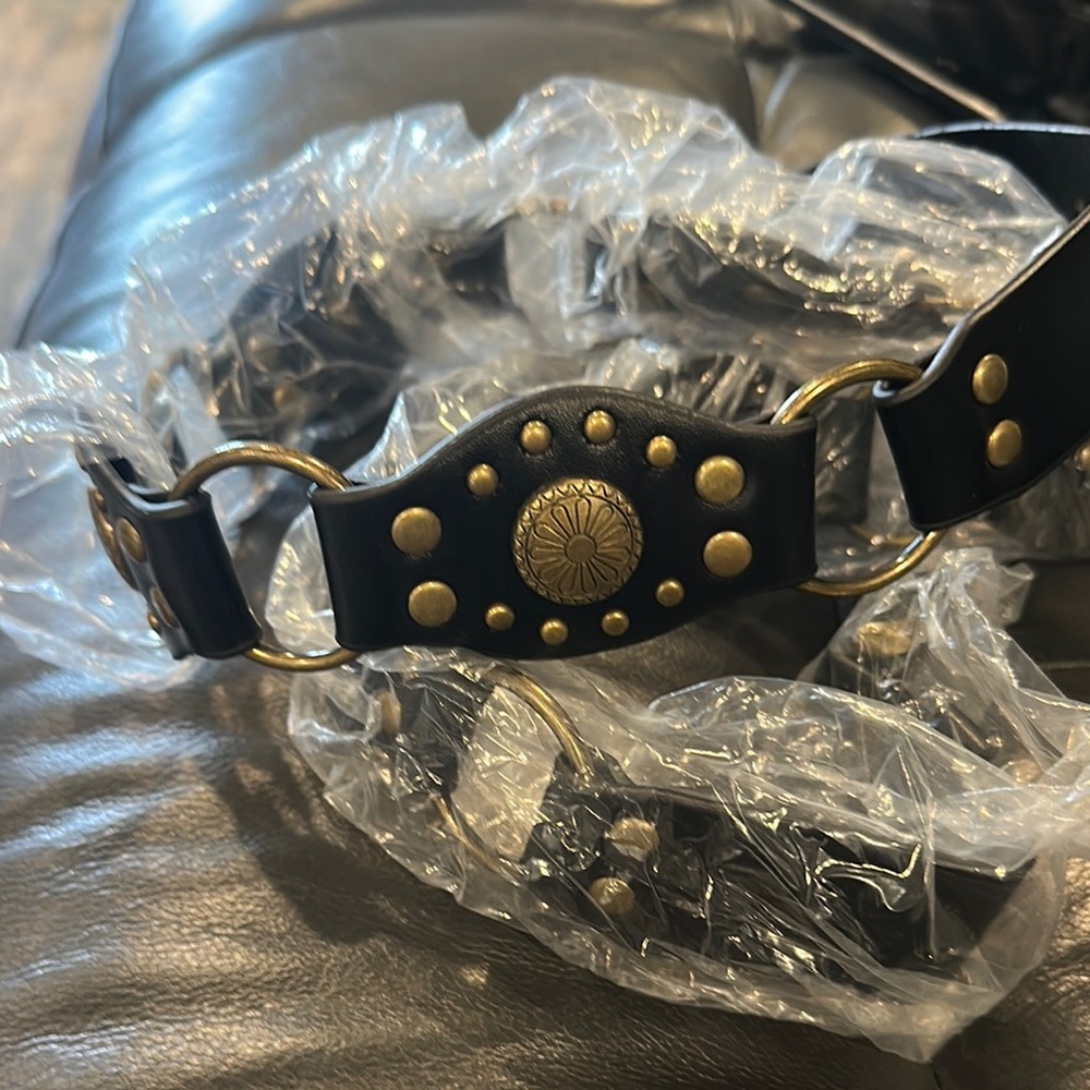 Black and Gold Studded Women's Belt
